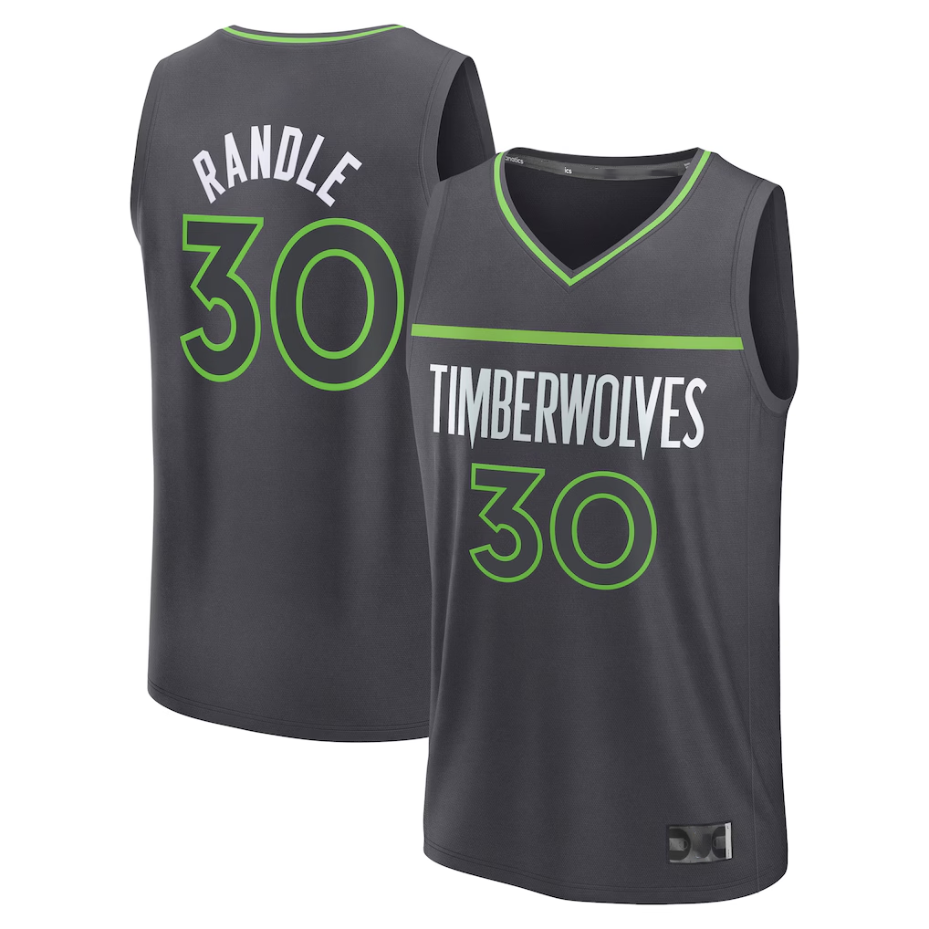 Trusc M.Timberwolves #30 Julius Randle Charcoal Fast Break Replica Player Stitched Jerseys - Statement Edition