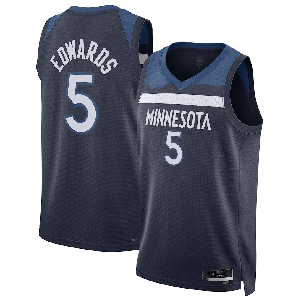 Trusc M.Timberwolves #5 Anthony Edwards Navy Swingman Stitched Jerseys- Icon Edition