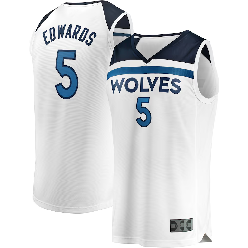 Trusc M.Timberwolves #5 Anthony Edwards White Fast Break Replica Player Stitched Jerseys - Association Edition