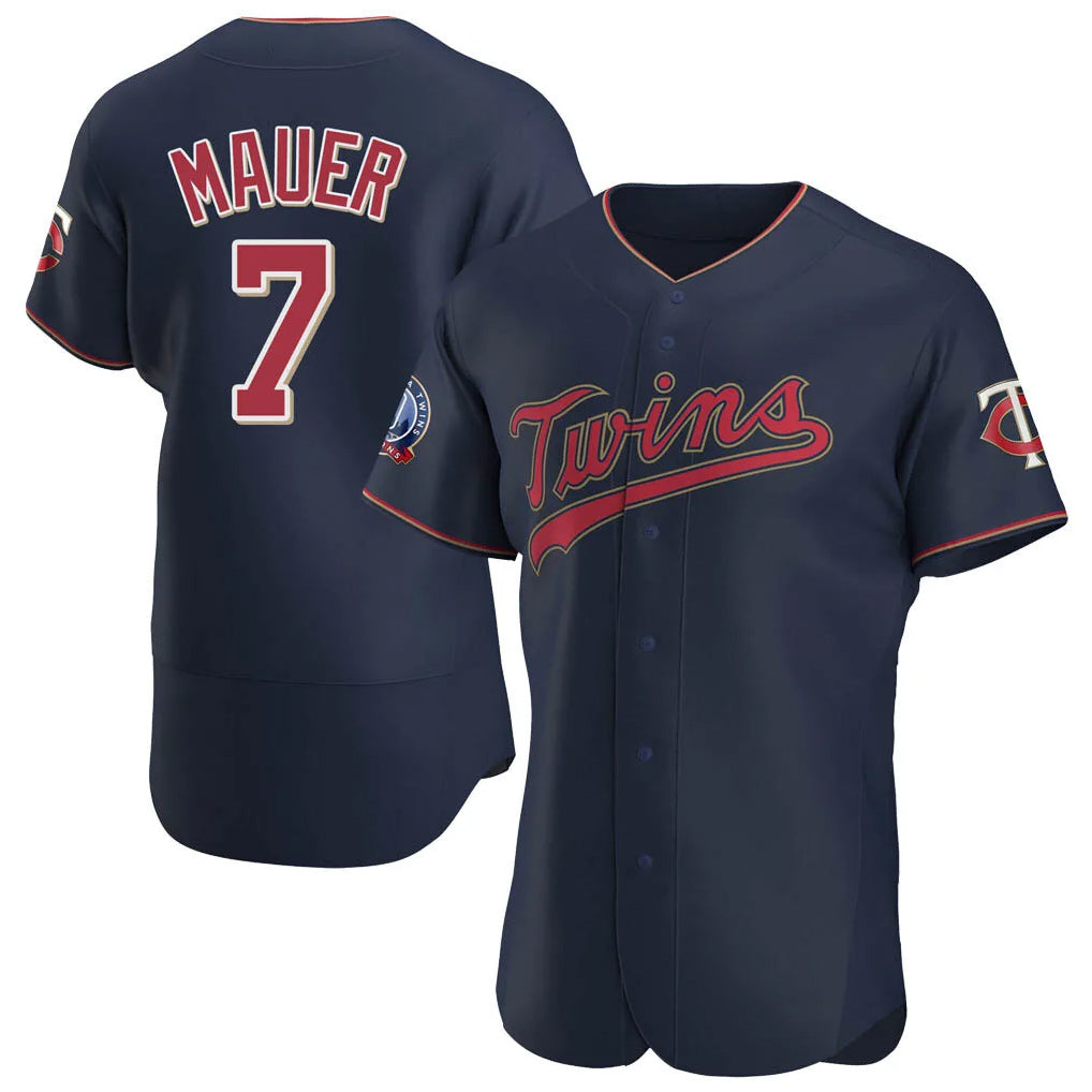 Trusc M.Twins #7 Joe Mauer Player Navy 60th Home Limited Elite Stitched Jerseys