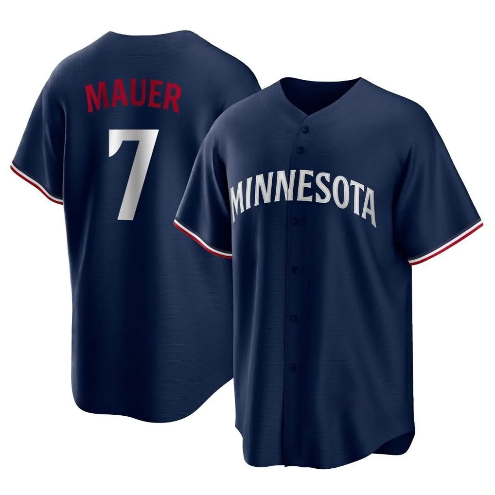 Trusc M.Twins #7 Joe Mauer Player Navy Replica Alternate Home Stitched Jerseys
