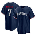 Trusc M.Twins #7 Joe Mauer Player Navy Replica Alternate Home Stitched Jerseys