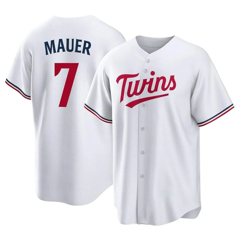 Trusc M.Twins #7 Joe Mauer Player White Home Game Stitched Jerseys