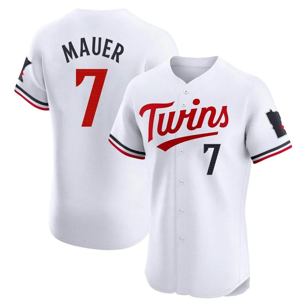 Trusc M.Twins #7 Joe Mauer Player White Home Limited Elite Stitched Jerseys