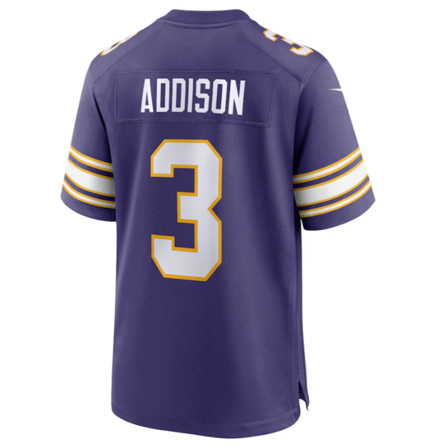 Trusc MN.Vikings #3 Jordan Addison Purple Classic Player Game Jersey American Stitched Jersey
