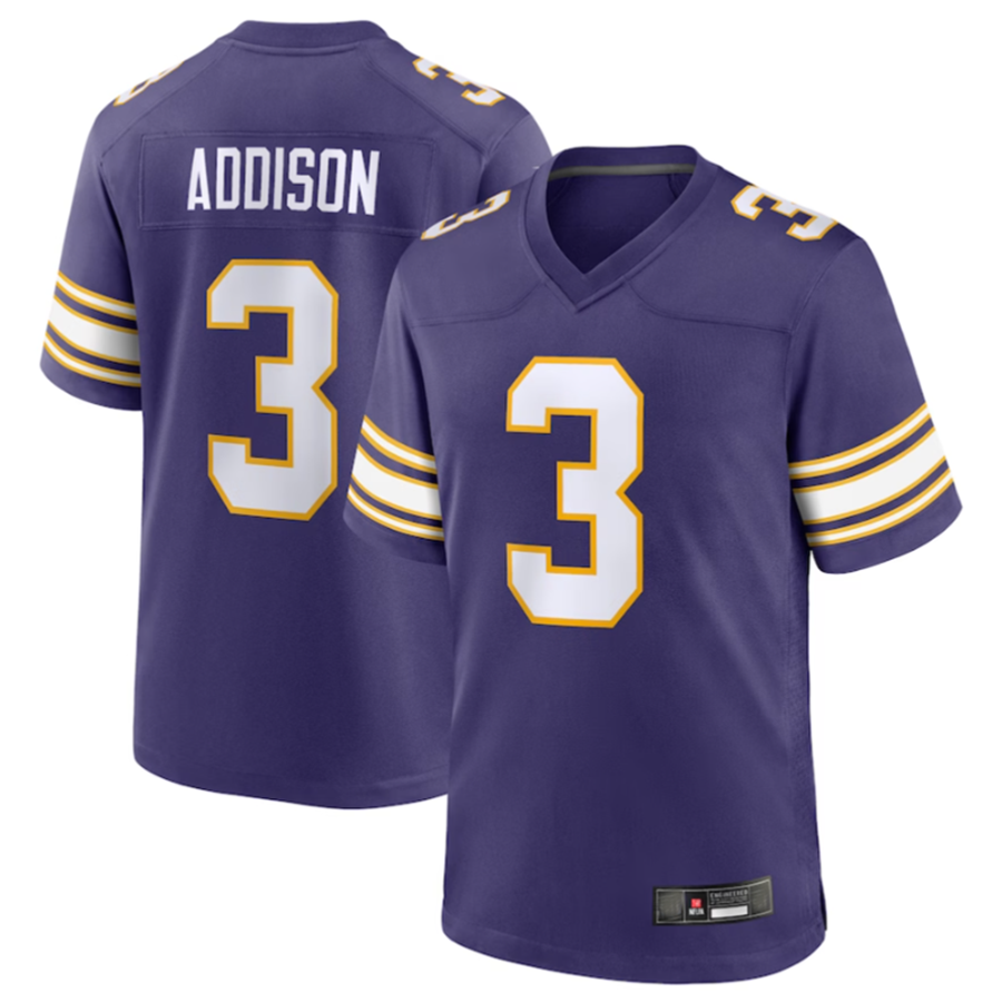 Trusc MN.Vikings #3 Jordan Addison Purple Classic Player Game American Stitched Jerseys
