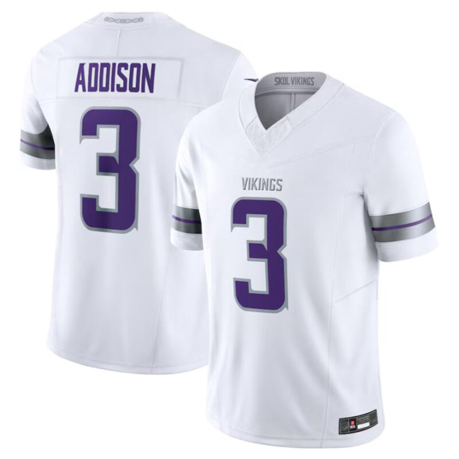 Trusc MN.Vikings #3 Jordan Addison White Alternate Vapor F.U.S.E. Limited American Stitched Jerseys
