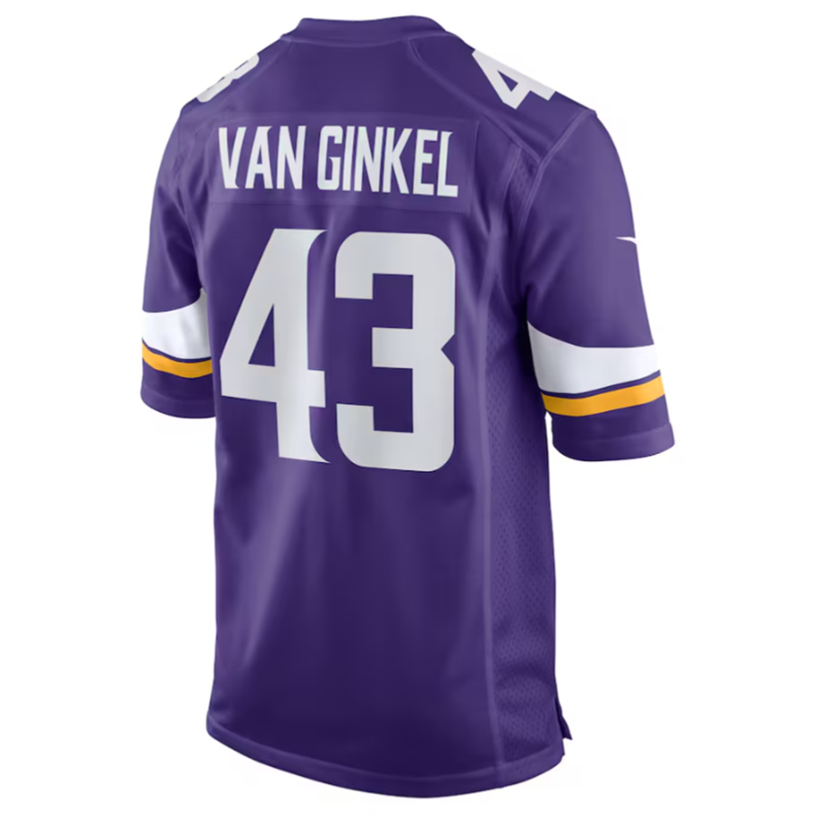 Trusc MN.Vikings #43 Andrew Van Ginkel Purple Team Game Jersey Stitched American Stitched Jerseys