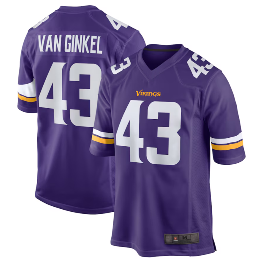 Trusc MN.Vikings #43 Andrew Van Ginkel Purple Team Game Jersey Stitched American Stitched Jersey