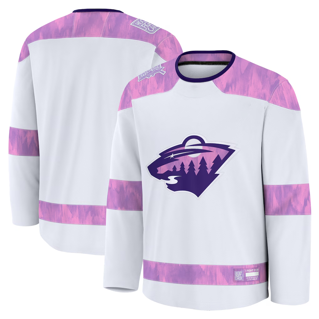 Trusc M.Wild White 2024 Hockey Fights Cancer Practice Jerseys