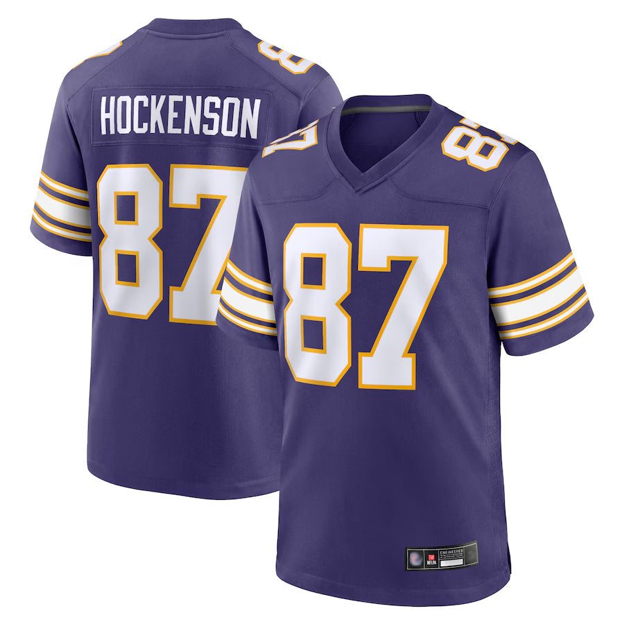Trusc MN.Vikings Secondary Alternate Game Football Jerseys - Purple - #87 T.J. Hockenson Player Stitched Jerseys