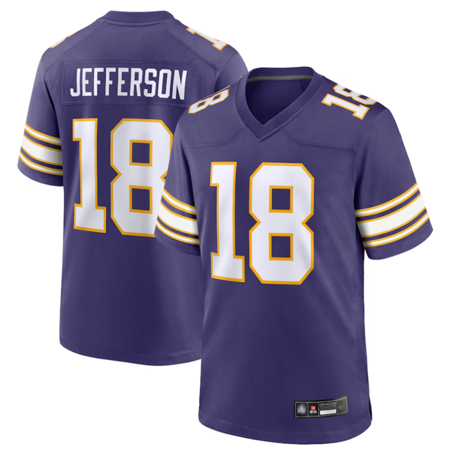 Trusc MN.Vikings #18 Justin Jefferson Player Purple Classic Limited Game Stitched Jerseys