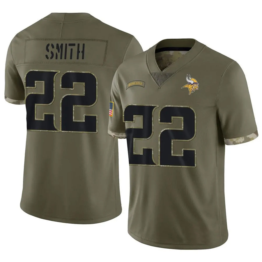 Trusc MN.Vikings #22 Harrison Smith Player Salute To Service Limited Olive Stitched Jerseys