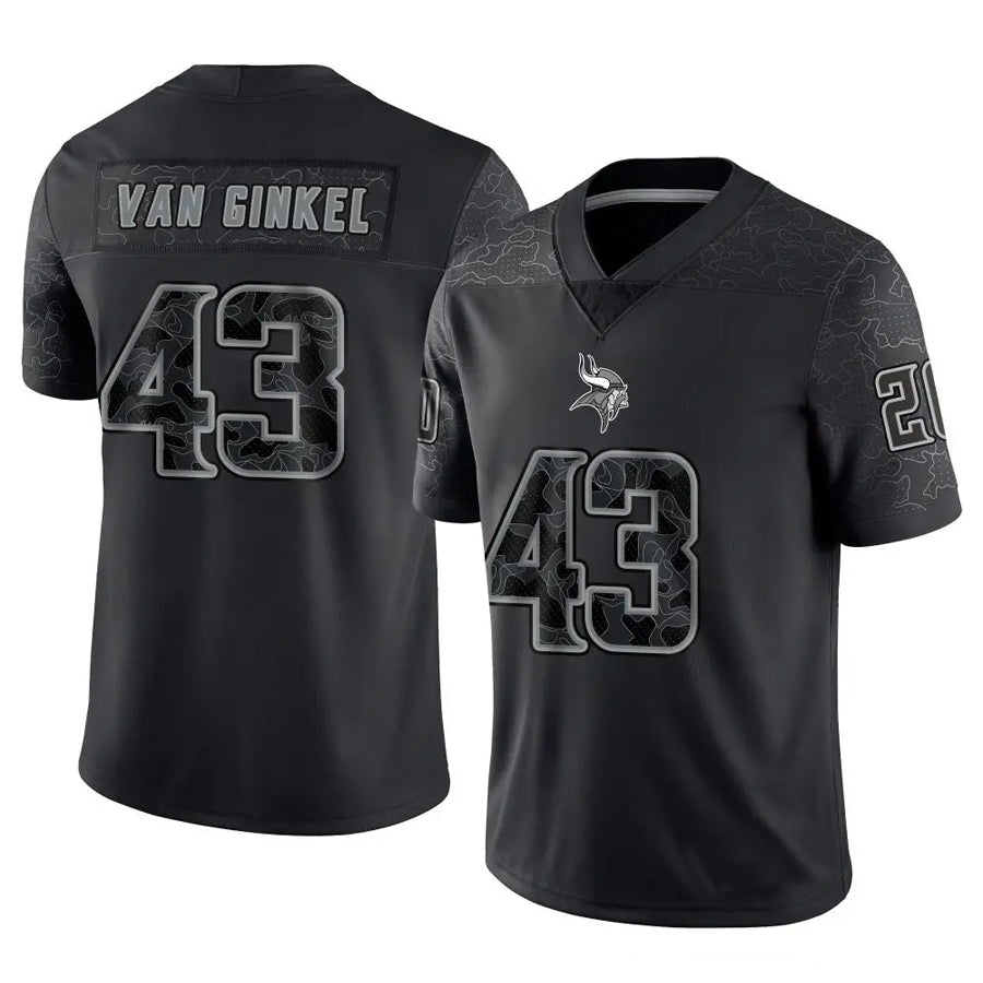 Trusc MN.Vikings #43 Andrew Van Ginkel Player Black REFLECTIVE Limited Stitched Jerseys