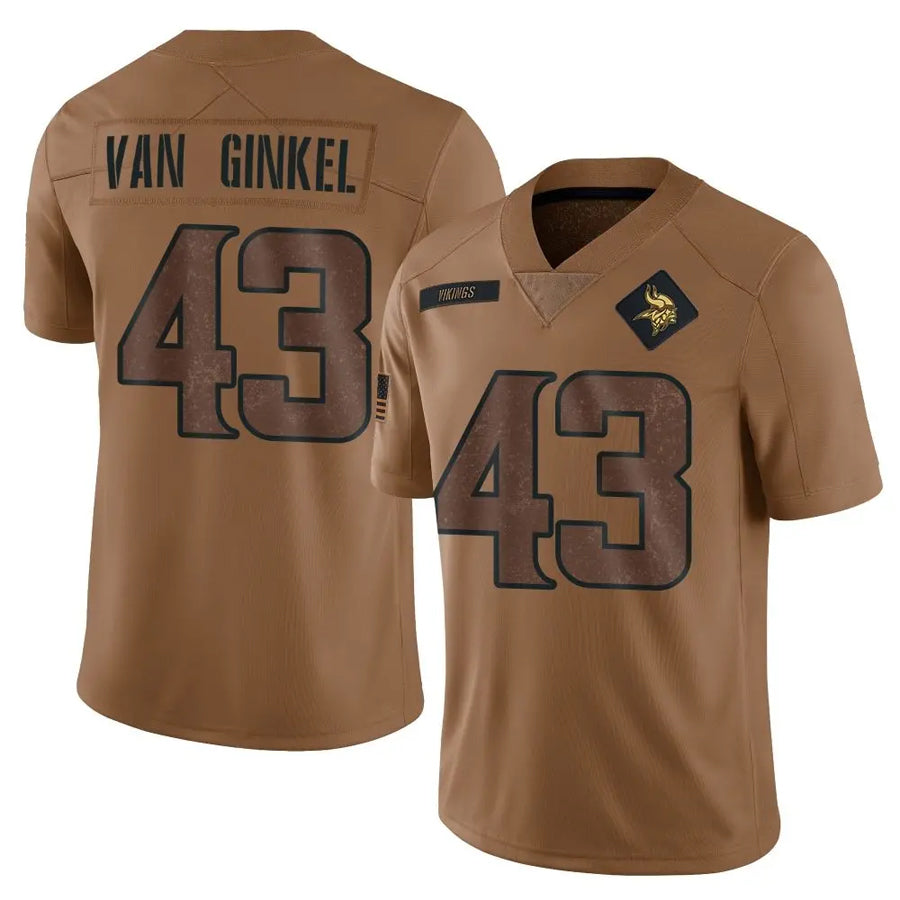 Trusc MN.Vikings #43 Andrew Van Ginkel Player Brown Salute To Service Limited Stitched Jerseys