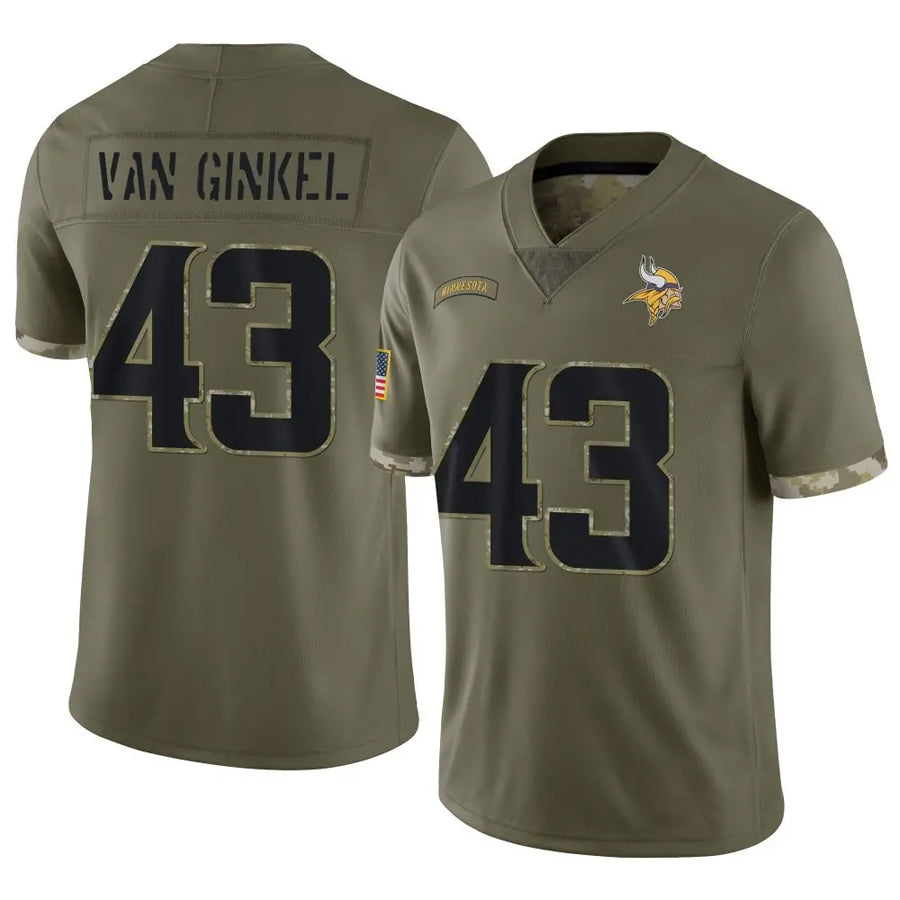 Trusc MN.Vikings #43 Andrew Van Ginkel Player Salute To Service Limited Olive Stitched Jerseys
