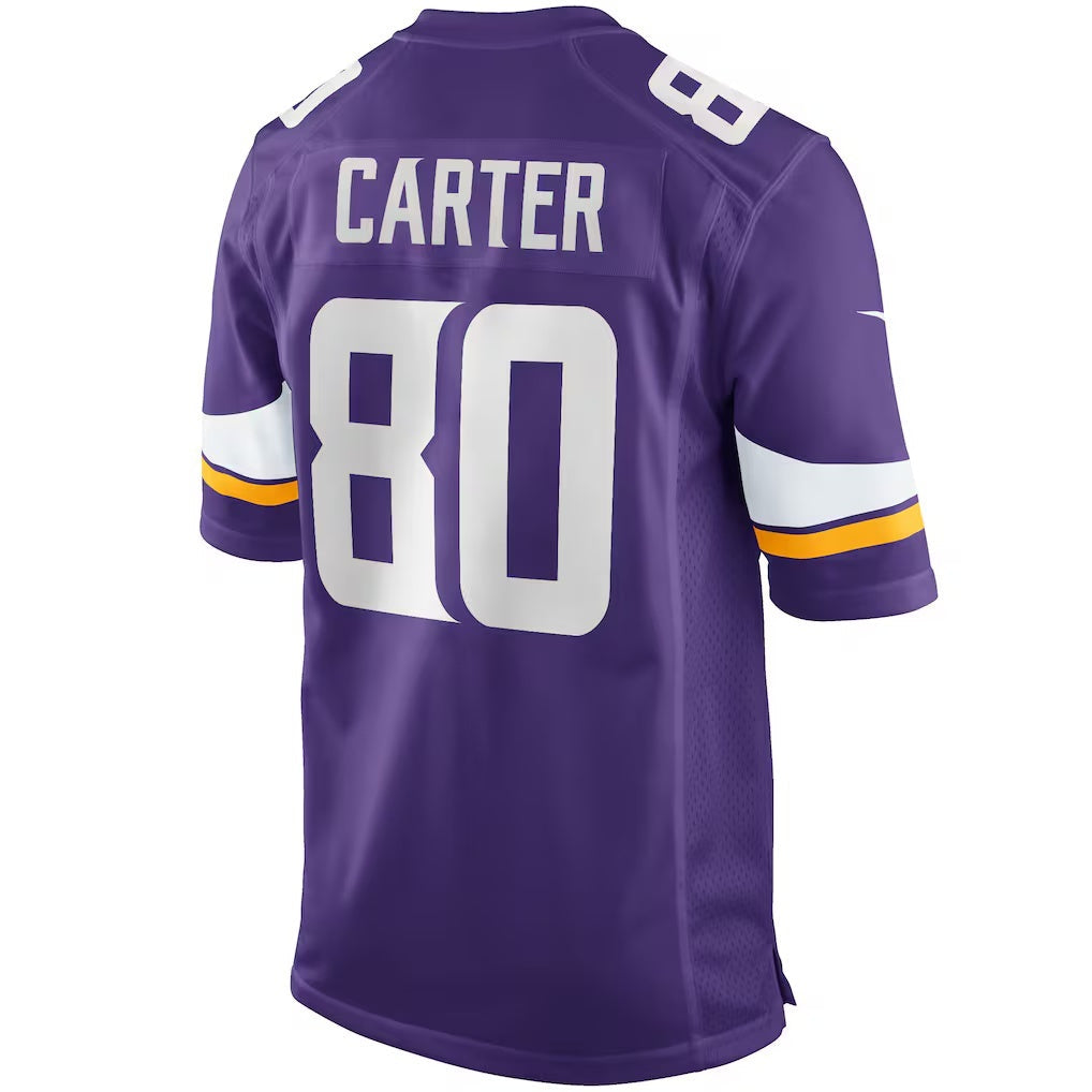 Trusc MN.Vikings #80 Cris Carter Purple Game Retired Player Stitched Jerseys