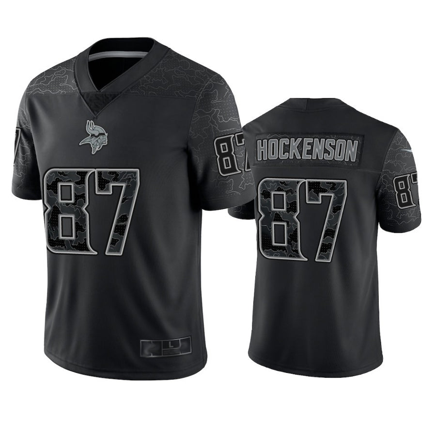 Trusc MN.Vikings #87 T.J. Hockenson Player Black REFLECTIVE Limited Stitched Jerseys