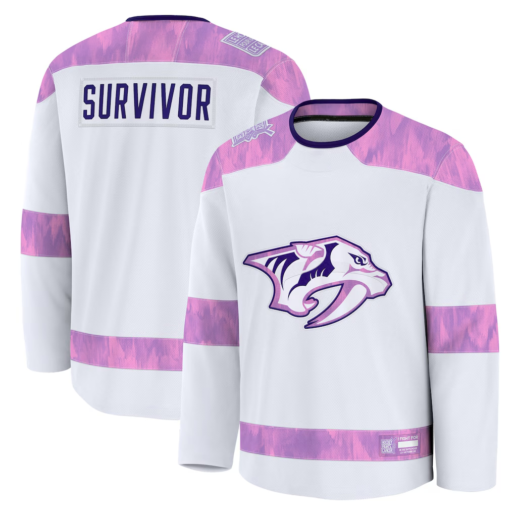 Trusc N.Predators White Hockey Fights Cancer Survivor Practice Jerseys