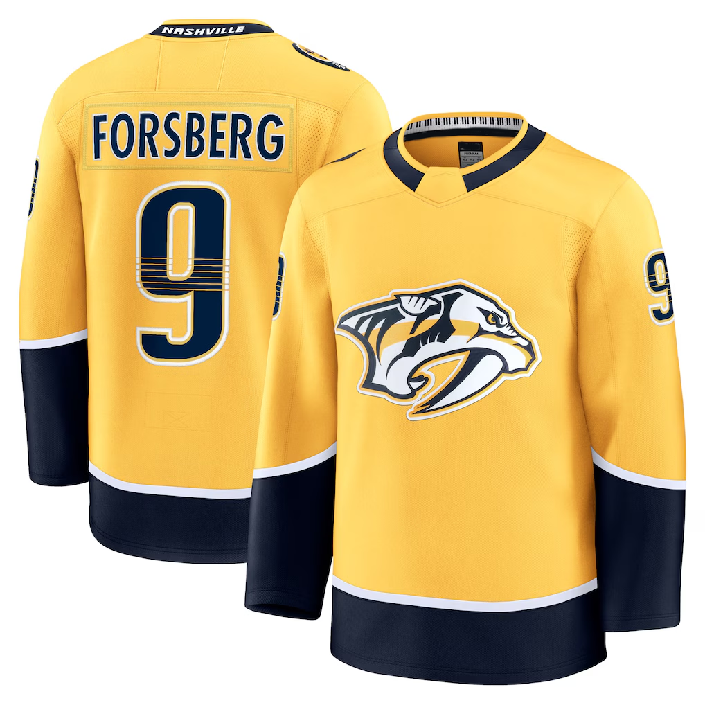 Trusc N.Predators #9 Filip Forsberg Gold Home Premium Jerseys