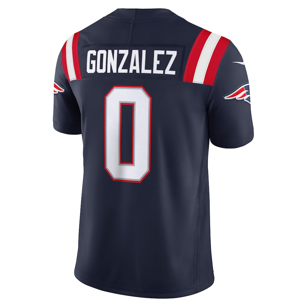 Trusc NE.Patriots #0 Christian Gonzalez Navy Team Vapor F.U.S.E. Stitched Limited Jerseys