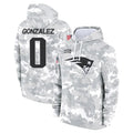 Trusc NE.Patriots #0 Christian Gonzalez Player Salute to Service Hoodies Stitched Jerseys
