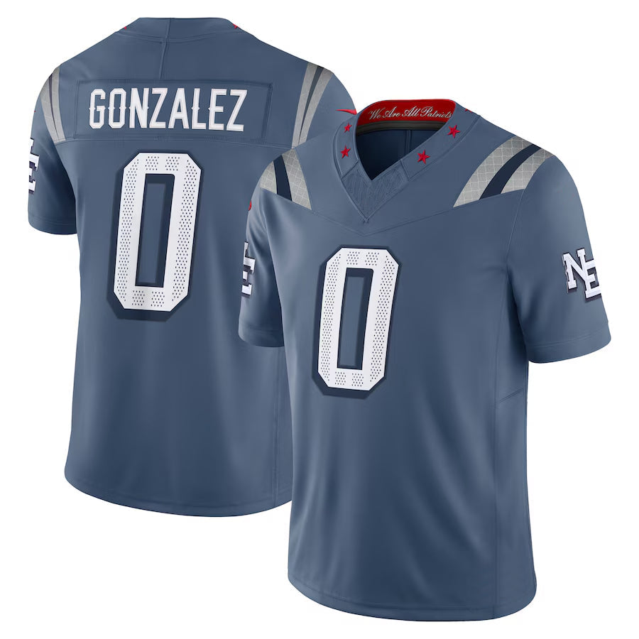 Trusc NE.Patriots #0 Christian Gonzalez Player Storm Blue Rivalries Collection Limited Stitched Jerseys