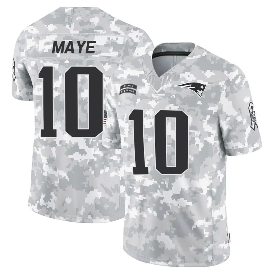 Trusc NE.Patriots #10 Drake Maye Player Arctic Camo Salute to Service Limited Stitched Jerseys