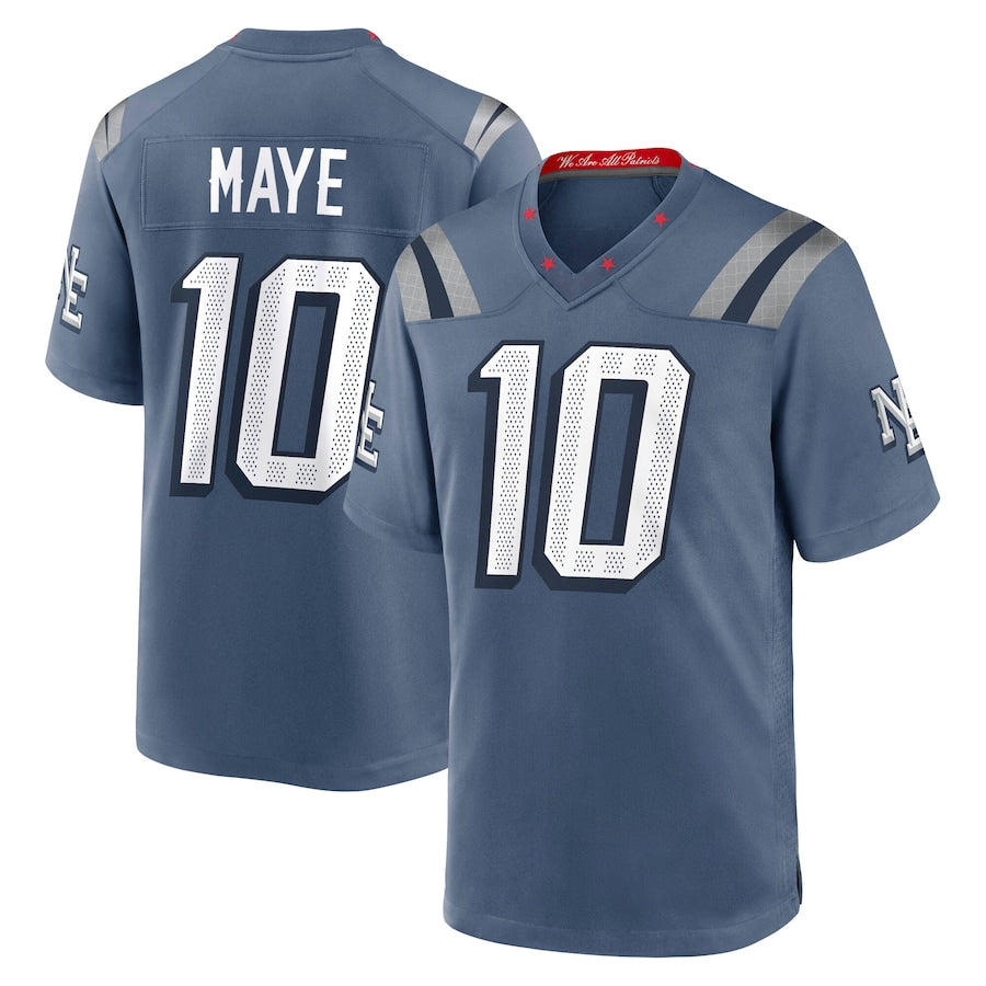 Trusc NE.Patriots #10 Drake Maye Player Storm Blue Rivalries Collection Game Stitched Jerseys