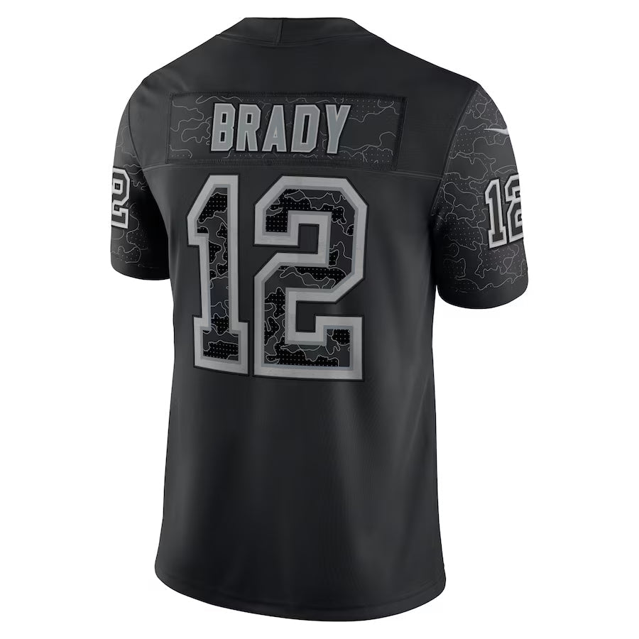 Trusc NE.Patriots #12 Tom Brady Player Black Reflective Limited Stitched Jerseys