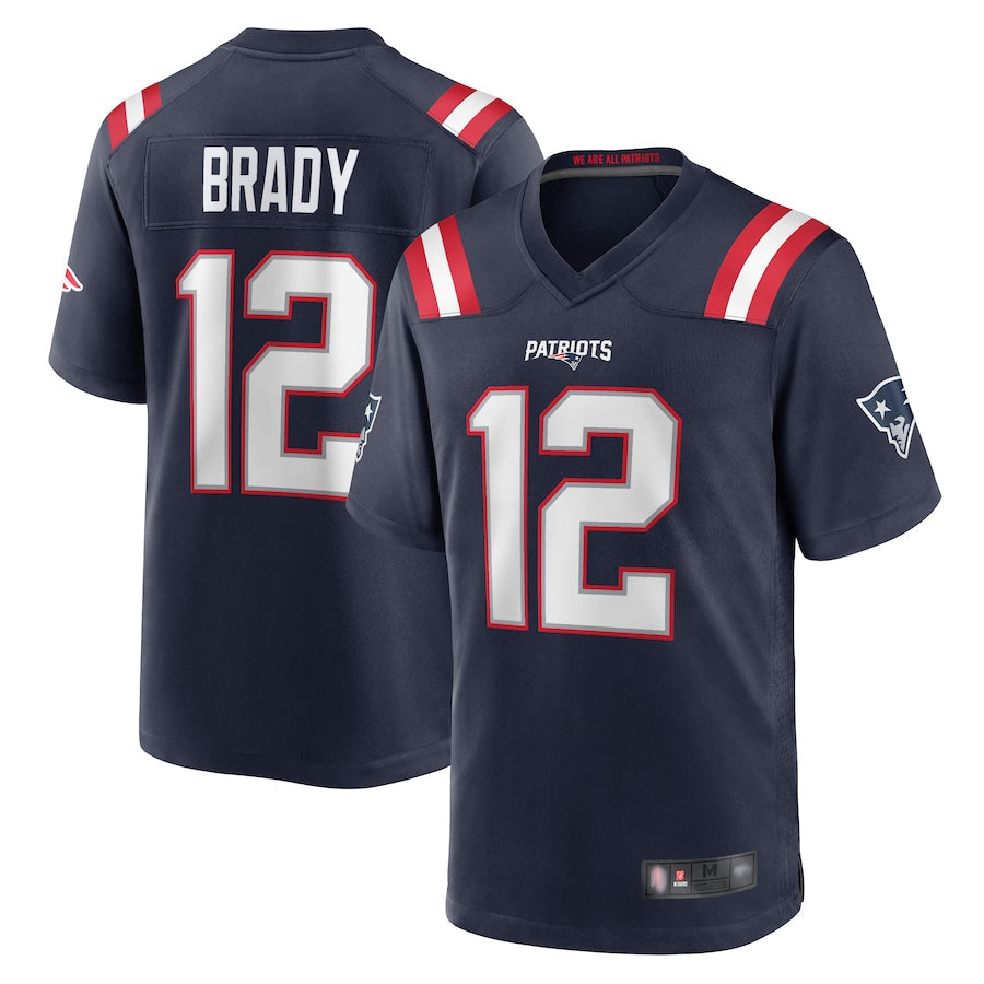 Trusc NE.Patriots #12 Tom Brady Player Navy Game Replica Stitched Jerseys