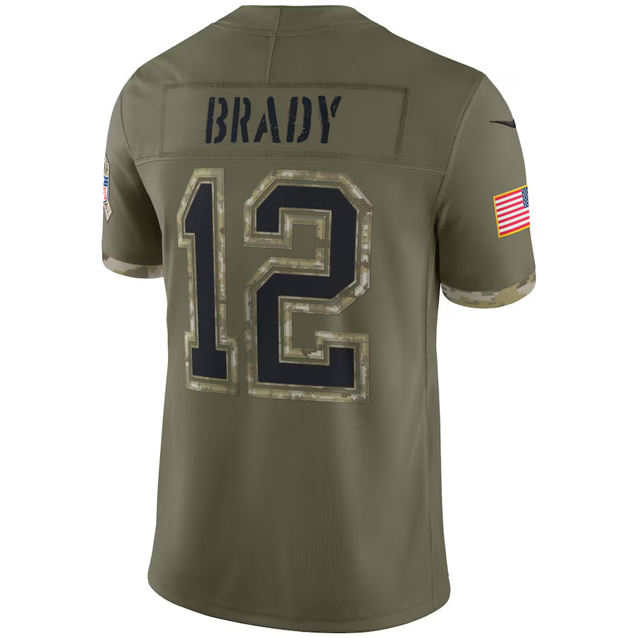 Trusc NE.Patriots #12 Tom Brady Player Olive Salute To Service Limited Stitched Jerseys