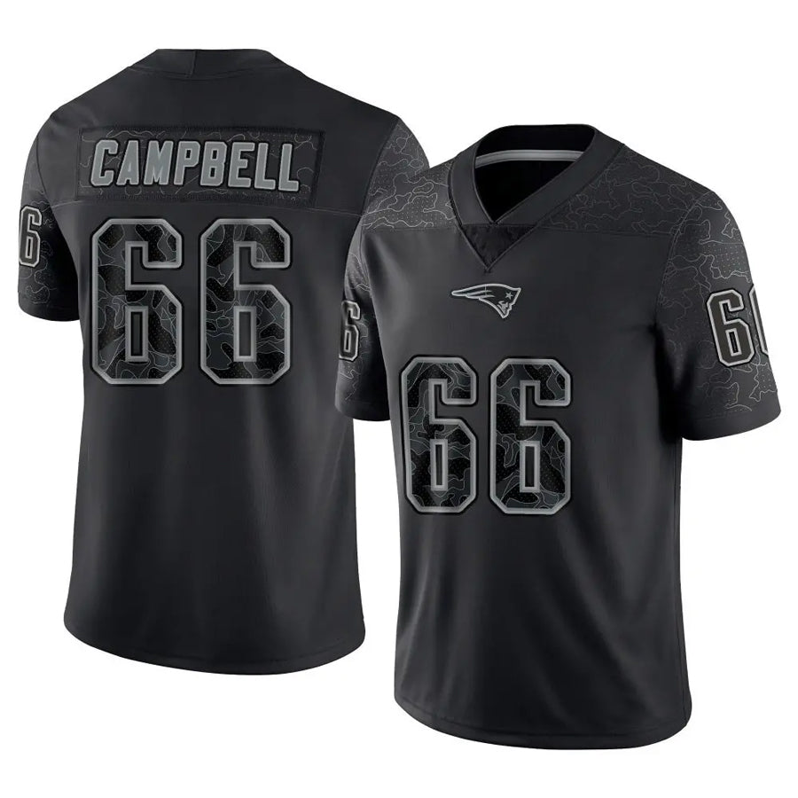 Trusc NE.Patriots #66 Will Campbell Player Black Reflective Limited Stitched Jerseys