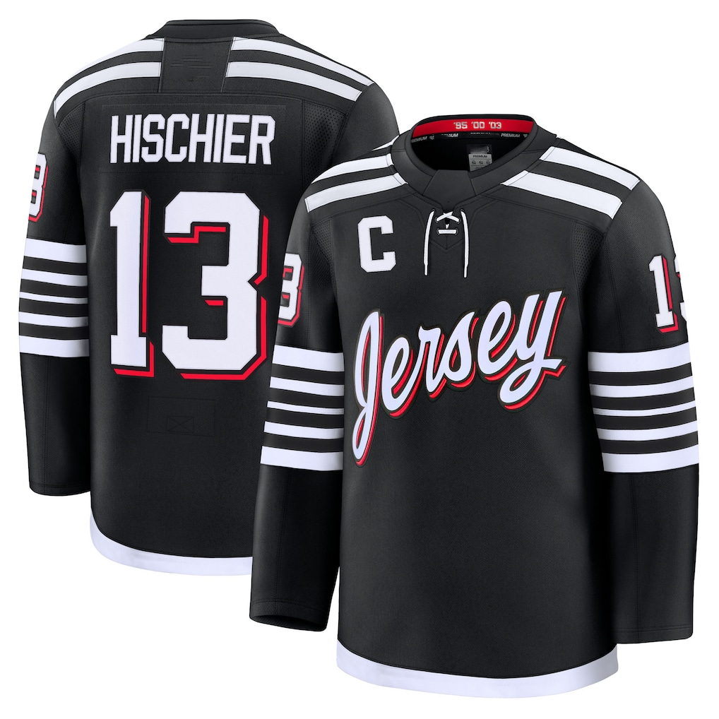 Trusc N.Jersey Devils #13 Nico Hischier Black Alternate Premium Jerseys