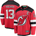 Trusc N.Jersey Devils #13 Nico Hischier Red Captain Patch Home Breakaway Jerseys