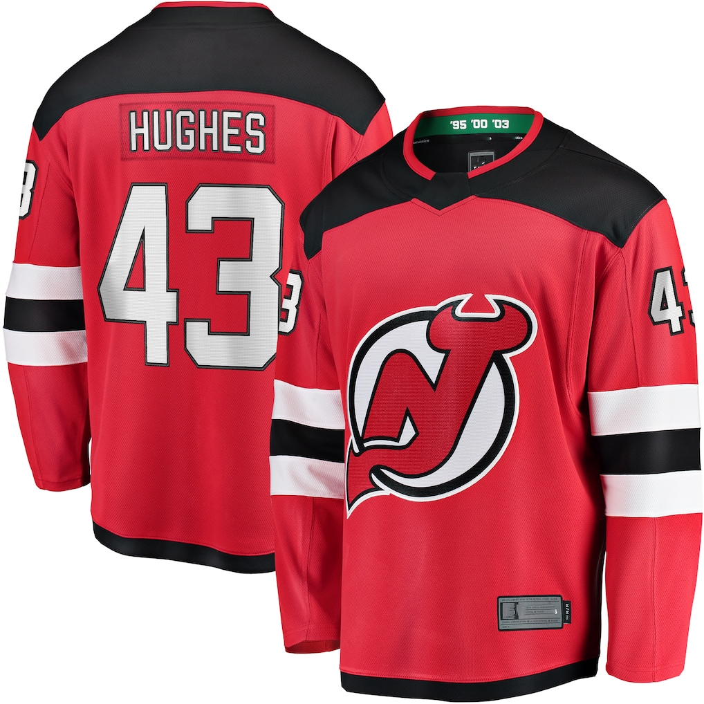 Trusc N.Jersey Devils #43 Luke Hughes Red Home Breakaway Player Jerseys