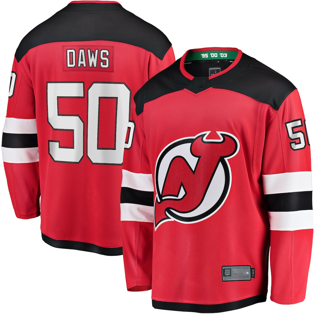Trusc N.Jersey Devils #50 Nico Daws Red Home Breakaway Player Jerseys
