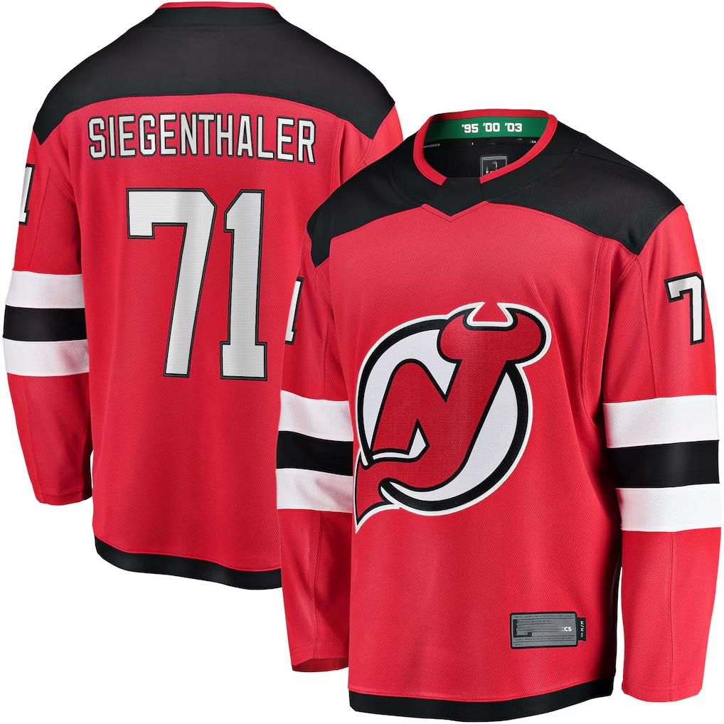 Trusc N.Jersey Devils #71 Jonas Siegenthaler Red Home Breakaway Player Jerseys