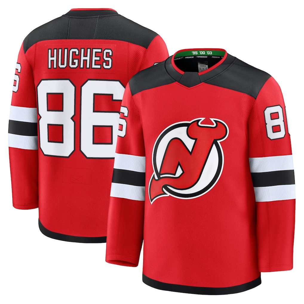 Trusc N.Jersey Devils #86 Jack Hughes Red Home Premium Jerseys