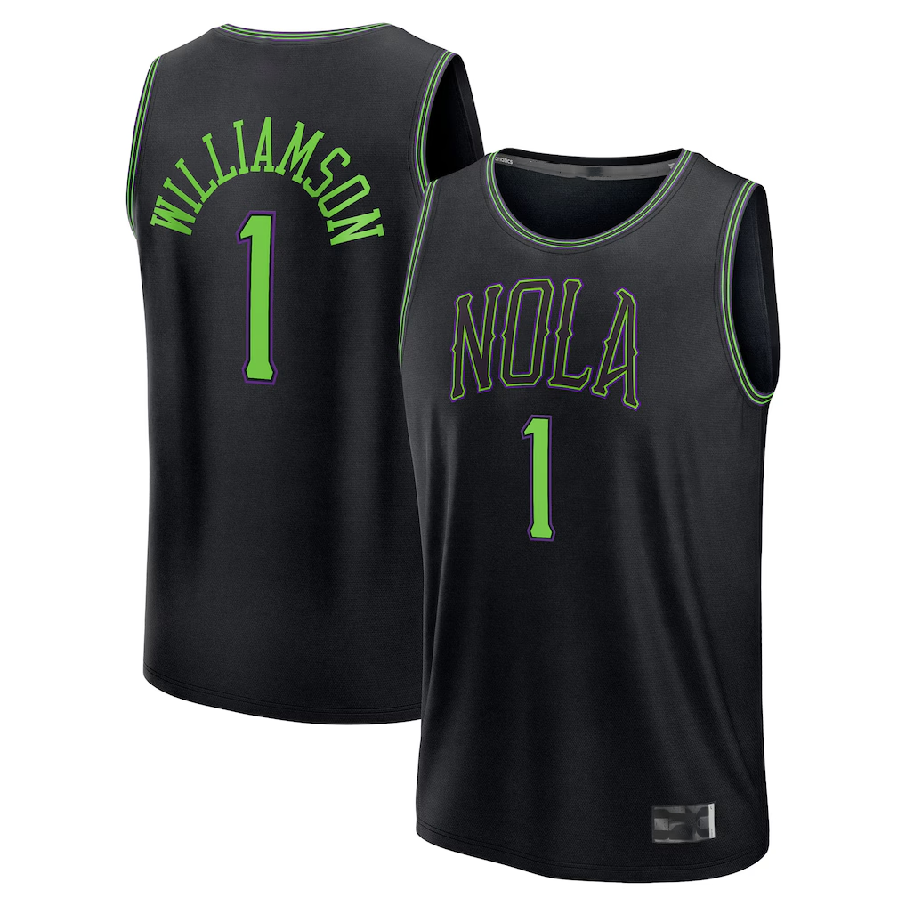 Trusc NO.Pelicans #1 Zion Williamson Black 2025-2026 City Edition Fast Break Stitched Jerseys