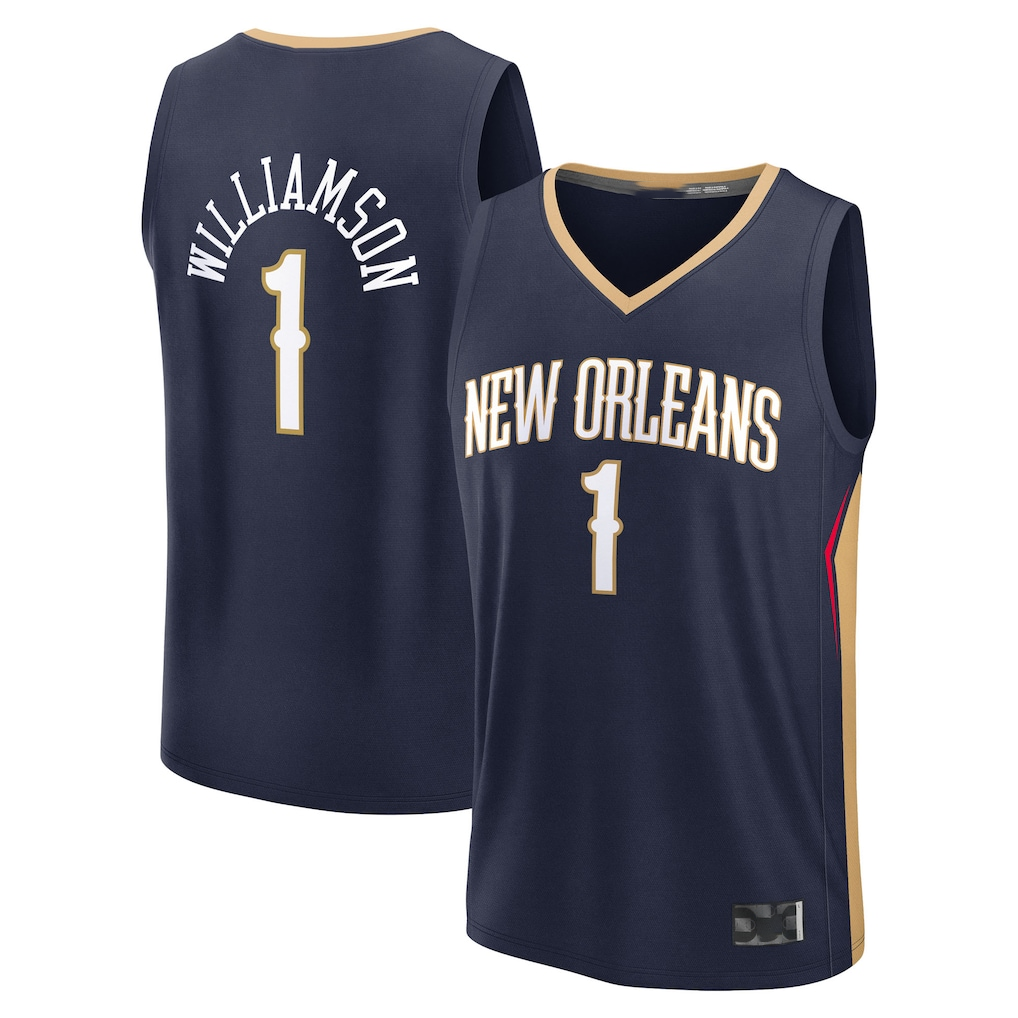 Trusc NO.Pelicans #1 Zion Williamson Navy Replica Fast Break Stitched Jerseys- Icon Edition