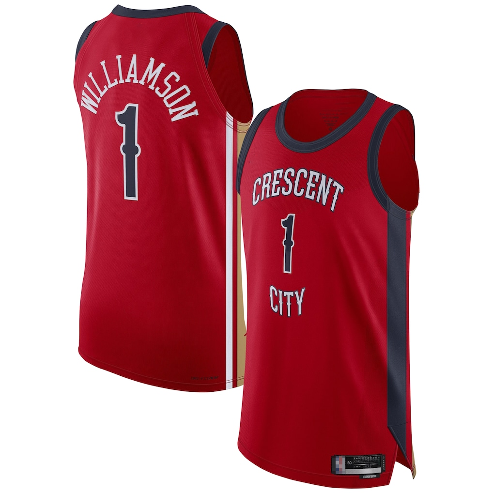 Trusc NO.Pelicans #1 Zion Williamson Red Authentic Stitched Jerseys- Statement Edition