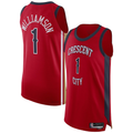 Trusc NO.Pelicans #1 Zion Williamson Red Authentic Stitched Jerseys- Statement Edition