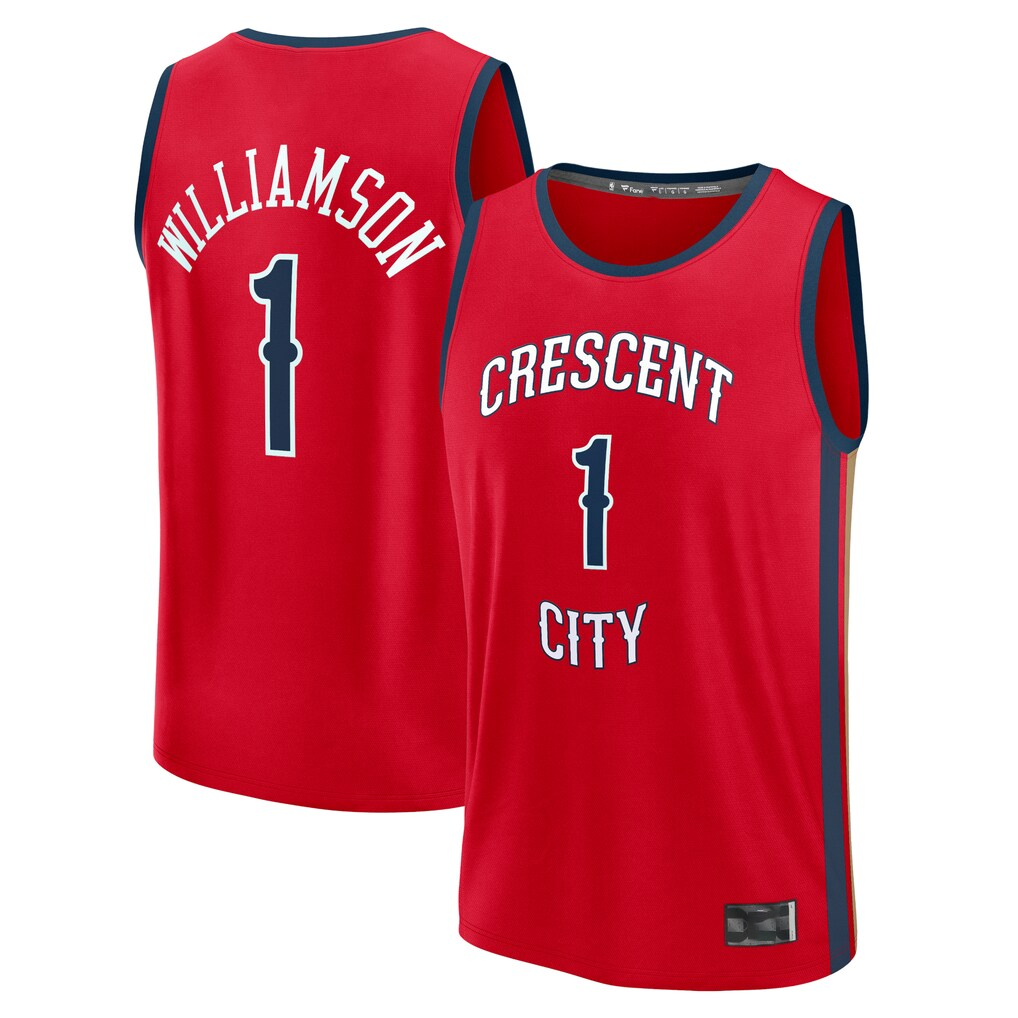 Trusc NO.Pelicans #1 Zion Williamson Red Fast Break Replica Player Stitched Jerseys- Statement Edition