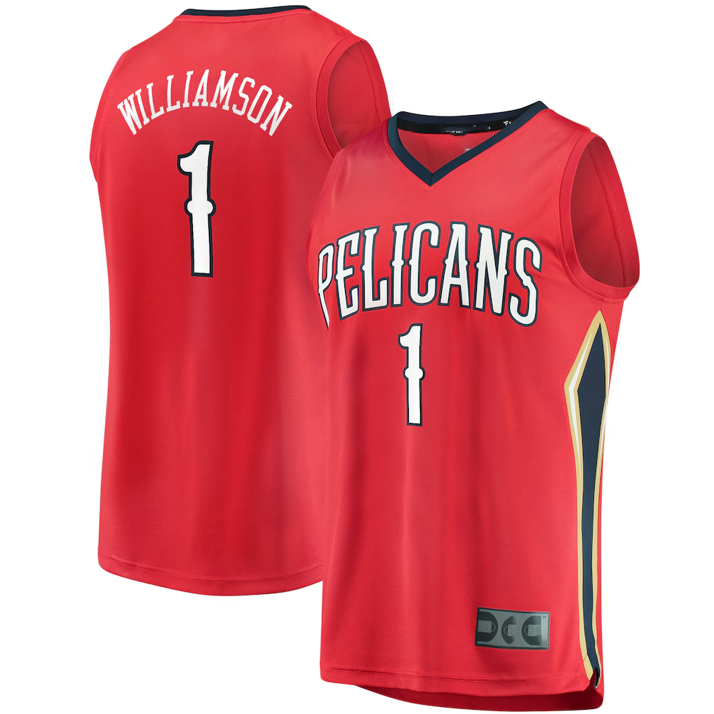 Trusc NO.Pelicans #1 Zion Williamson Red Replica Fast Break Stitched Jerseys- Statement Edition