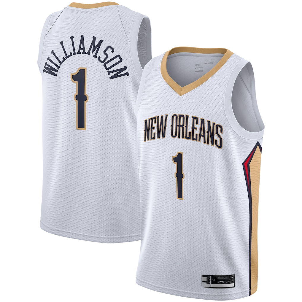 Trusc NO.Pelicans #1 Zion Williamson White 2019-2020 Swingman Stitched Jerseys- Association Edition