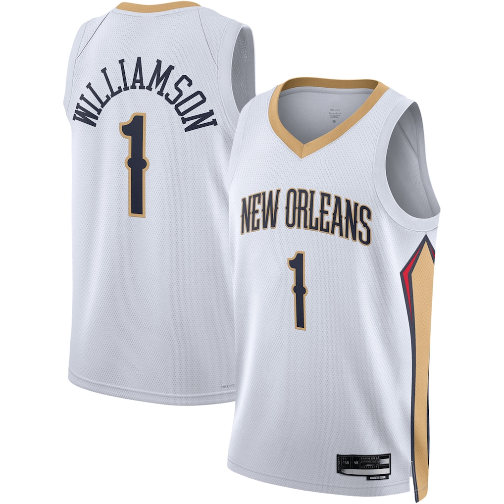 Trusc NO.Pelicans #1 Zion Williamson White Swingman Stitched Jerseys- Association Edition