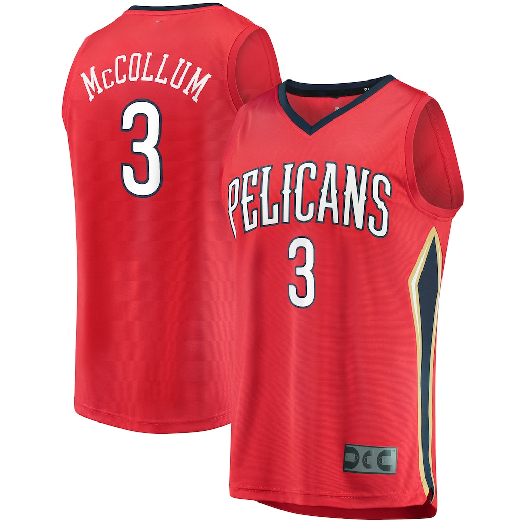 Trusc NO.Pelicans #3 C.J. McCollum Red Fast Break Replica Player Stitched Jerseys- Statement Edition