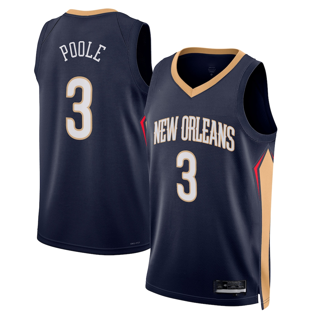 Trusc NO.Pelicans #3 Jordan Poole Navy Swingman Stitched Jerseys- Icon Edition