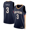 Trusc NO.Pelicans #3 Jordan Poole Navy Swingman Stitched Jerseys- Icon Edition